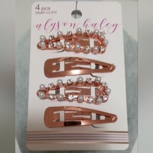 Alyson Haley Rose Gold Hair Clips with Pearls